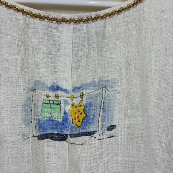 VTG 90’s Y2K Sweet Jessie Linen Maxi Beach Scenes Dress Sz XL Coastal Resort - Picture 7 of 8